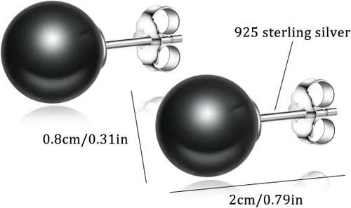 Vista 114 de Natural Stone Stud Earrings for Women 8mm Sterling Silver Genuine Gemstone Earrings Handmade Sterling Silver Crystal Stud Earrings for Women