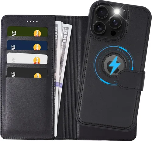 Vista 20 de Funda de piel sintética 2 en 1 para iPhone 13 PRO MAX, funda de piel sintética desmontable con soporte para tarjetas, funda extraíble con bloqueo