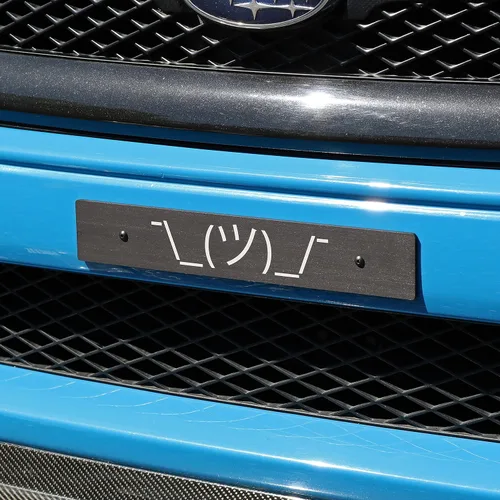 Vista 2 de Billetworkz Shrug Guy - Placa de matrícula compatible con Subaru WRX/STI/Crosstrek/BRZ 2022
