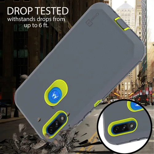 Vista 7 de CoverON Funda resistente diseñada para Motorola Moto E7 Power, cubierta de teléfono de grado militar resistente, color gris