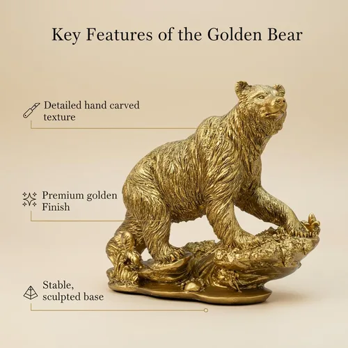 Vista 3 de Estatua de oso dorado – Decoración elegante del hogar de 7.5 pulgadas, escultura animal de resina de alta calidad para centro de mesa de boda