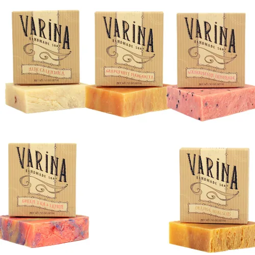 Vista 5 de Varina Jabón en barra de aloe natural 1 variedad – Limpieza suave para pieles sensibles, afrutado – Paquete de 5 – Experimenta una piel sana