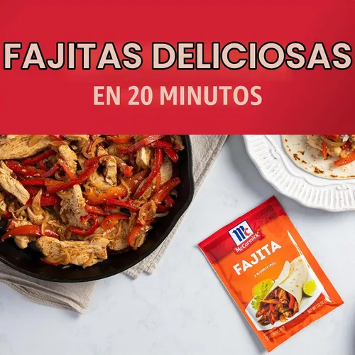Vista 4 de McCormick Mezcla de condimentos, para fajitas estilo restaurante en casa. Se puede utilizar con: pollo, filete, camarones, verduras, 1.12 oz