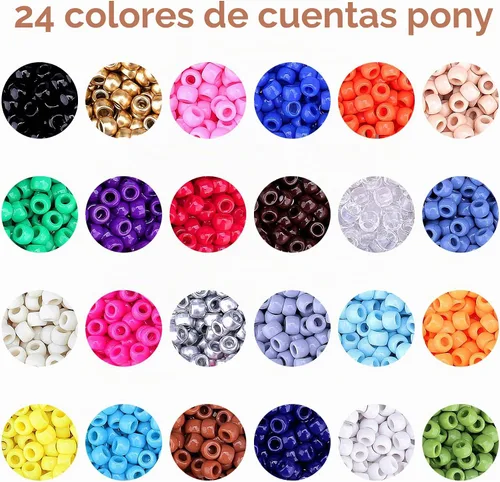Vista 4 de Kit de Pulseras de Abalorios Pony de Greentime, Juego de Abalorios Rainbow Kandi Rave de 9mm para Pulseras de Amistad, Elaboración de Collares
