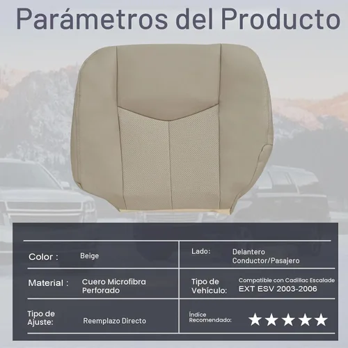 Vista 9 de Priprilod Funda de asiento de repuesto inferior del lado del conductor de cuero de microfibra perforado color tostado #152 compatible con Cadillac