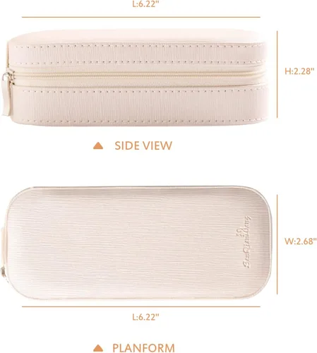 Vista 3 de SANQIANWAN Pequeña caja organizadora de viaje de joyería con estuche portátil de piel sintética para collares, anillos, aretes, diseño de borlas