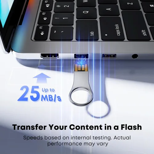 Vista 3 de 64GB Key Shape USB Flash Drive, Silver Metal USB 2.0 Memory Stick, Portable Keychain Thumb Drive Pen Drive for PC Laptop