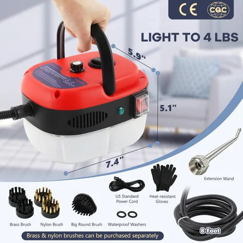 Vista 5 de Moongiantgo Limpiador de Vapor de Alta Presión, Máquina de Limpieza de Vapor de 2500W Portátil de Alta Temperatura para Baño, Humedad Ajustable