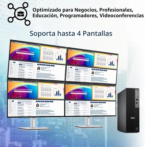 Vista 4 de Dell Pro Slim QCS1250 Intel i5-14500, RAM DDR5 de 16 GB, PCIe NVMe de 512 GB, RJ-45, puerto DP, HDMI, KB y mouse con cable, Windows 11 Pro