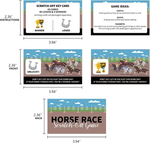 Vista 4 de 44 tarjetas para raspar el Kentucky Horse Derby – Juego de carreras de caballos suministros para fiestas