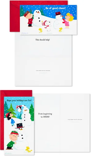 Vista 5 de Hallmark Peanuts - Juego de tarjeteros o portamonedas de Navidad, Charlie Brown y Snoopy (36 tarjetas con sobres)