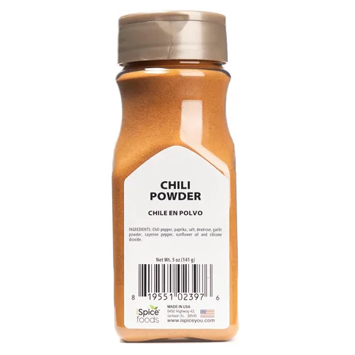 Vista 4 de iSpice Polvo de chile premium, puro y fresco, especias esenciales de cocina, 5 onzas (4.97 oz)
