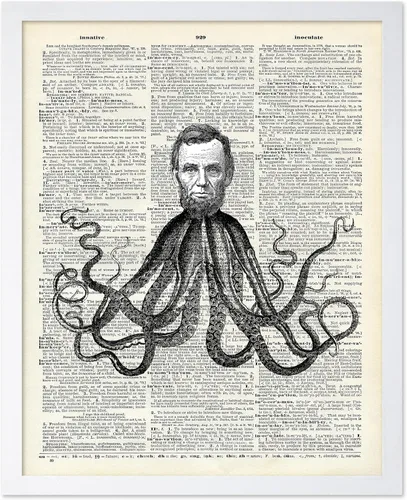 Vista 23 de Poster Master Póster de pulpo para parejas, póster de diccionario, arte Kraken, regalo romántico para él, ella, amantes, decoración náutica