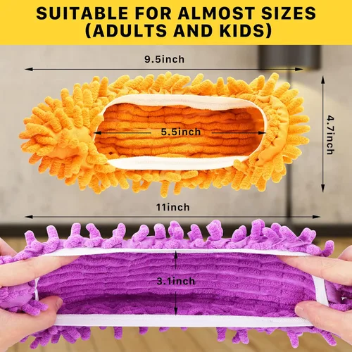 Vista 3 de 20 calcetines de fregona para limpieza de pisos, lavables y reutilizables, zapatos de microfibra para limpieza, pantuflas de limpieza multifunción