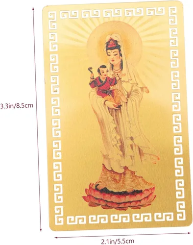 Vista 2 de Tarjeta religiosa de metal de Feng Wealth para Guanyin, estilo decorativo de la suerte, meditación de éxito en la pared, decoración budista Shui