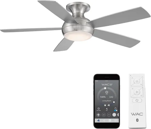 Vista 13 de WAC Lighting F-034L-BN Odyssey - Ventilador de techo Hugger de 44 pulgadas con luces LED y control remoto, níquel cepillado