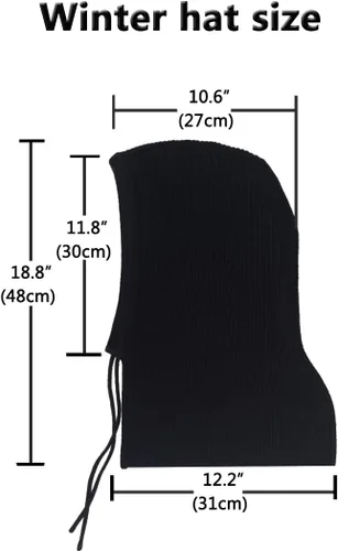 Vista 5 de Facecozy Sombreros de invierno para mujer, mezcla de lana, bufanda con capucha para mujer, pasamontañas, gorro de punto de calavera, gorro