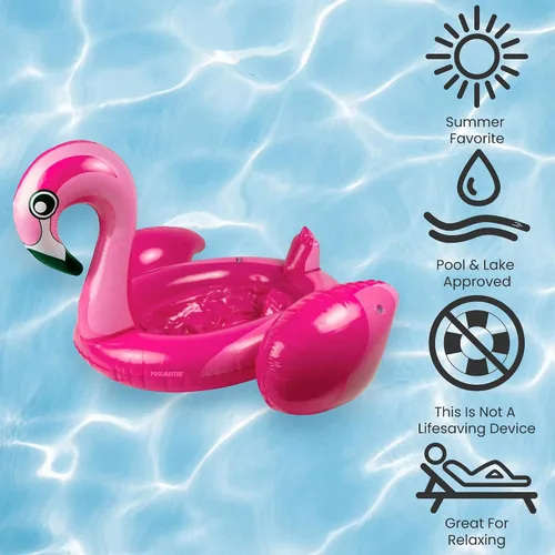 Vista 6 de Flotador inflable de flamenco rosa para piscina, 28 pulgadas