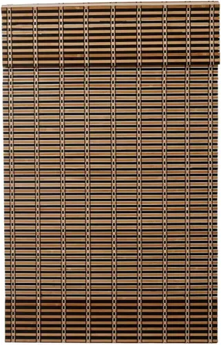 Vista 2 de Persiana romana de bambú sin cordón, para ventana, con cenefa de 8 pulgadas (café y tostado, 24 pulgadas de ancho x 64 de largo)