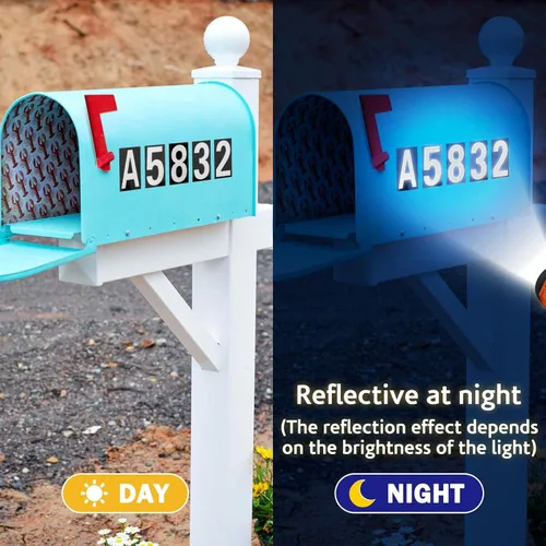 Vista 3 de Seloom 118 piezas de calcomanías reflectantes de números y letras para buzón, calcomanías de vinilo autoadhesivas de números y letras, calcomanías