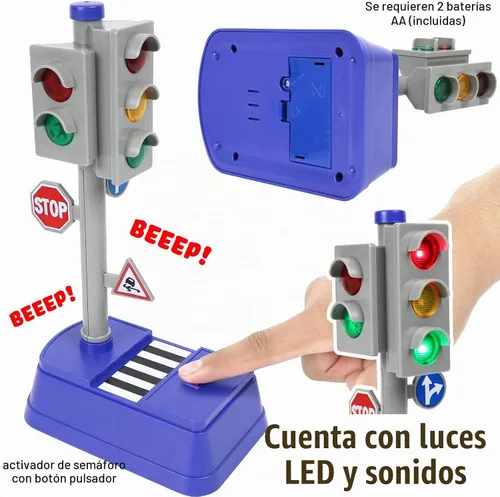 Vista 2 de Kiddie Play Señales de tráfico y luz de cruce peatonal juguetes para niños (12 piezas)