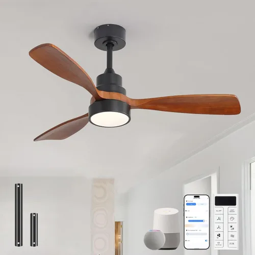 Vista 29 de Sofucor Ventiladores de techo inteligentes de 60 pulgadas con luces, ventilador de techo inteligente moderno para exteriores