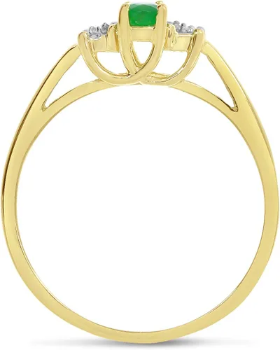 Vista 6 de Direct-Jewelry Anillo de diamantes y esmeralda en oro amarillo de 14 K