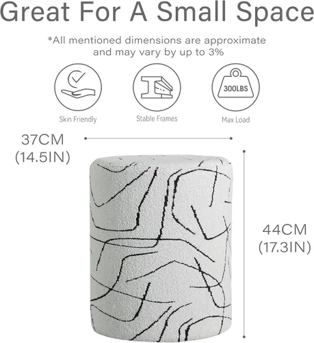 Vista 2 de Get Set Style Moderno otomano redondo con asiento acolchado suave, taburete multifuncional para maquillaje, reposapiés tapizado, taburete otomano