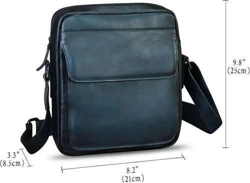 Vista 5 de IVTG Bolso de mensajero de cuero genuino para hombre, bolso de hombro, bolso de hombro casual, mochila de trabajo y negocios