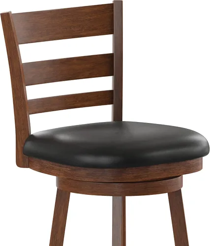 Vista 6 de Taylor & Logan Zayne Classic - Taburete giratorio de madera con asiento de piel sintética, roble antiguo/negro