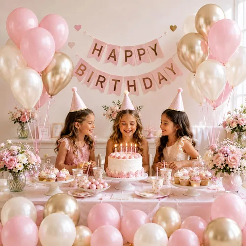 Vista 5 de Globos rosa y dorado, globo de látex rosa claro pastel de 12 pulgadas y blanco arena perla con globo metálico dorado champán beige para princesas