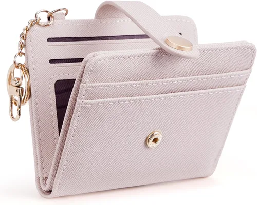 Vista 33 de POIUGOYA Billetera delgada para mujer, con bloqueo RFID, plegable, tarjetero con cremallera y bolsillo para monedas, ventana para identificación