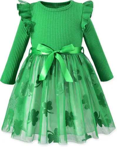 Vista 7 de Vestido de tul de manga larga para niña pequeña de 1 a 5 años Negro