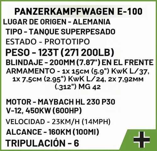 Vista 14 de COBI Colección histórica: Juego de construcción de tanques Panzerkampfwagen E-100 de la Segunda Guerra Mundial, 1511 piezas