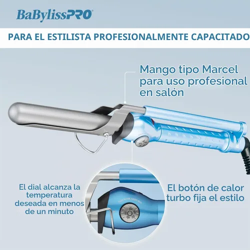 Vista 3 de BaBylissPRO Nano Titanium Curling Iron for Loose Curls & Beach Waves, Marcel Professional Hair Curler