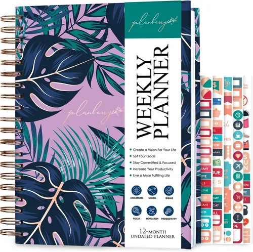 Vista 10 de PLANBERRY Agenda semanal grande prémium – Planificador de vida y presupuesto sin fecha – Organizador y diario de productividad, 8 x 10.4 pulgadas