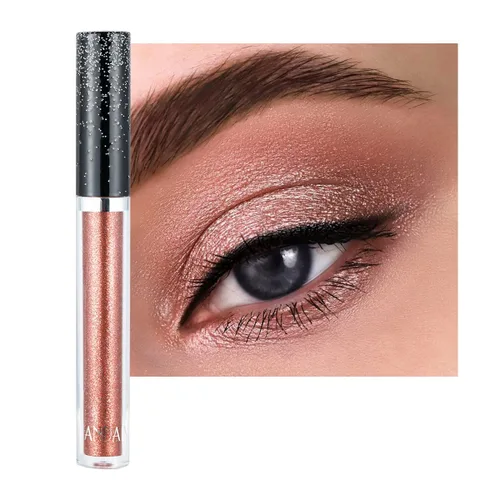 Vista 14 de Sombra de ojos líquida con purpurina brillante, maquillaje de larga duración, secado rápido (dorado metálico)