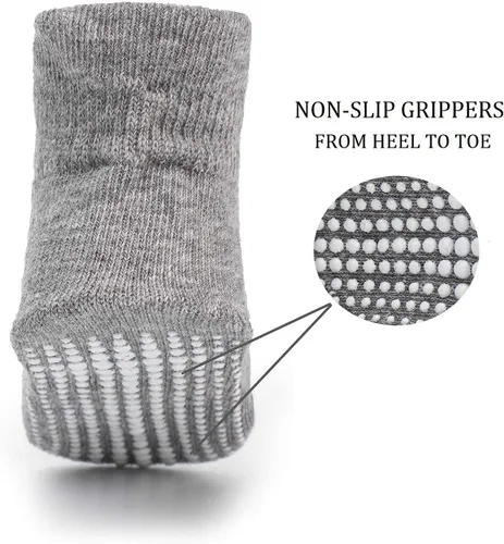 Vista 2 de ZAPLES Calcetines tobilleros antideslizantes para bebés con agarre antideslizante para niños y niñas, corte bajo para bebés y niños pequeños