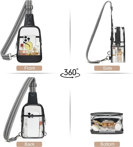 Vista 7 de Shrrie Clear Bag for Stadium Events Transparent Crossbody Bag Clear Purse for Women&Men-Stadium Approved, Concerts&Sports