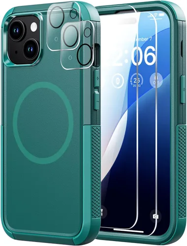 Vista 27 de Diverbox Funda para iPhone 13 [compatible con MagSafe] [con protector de pantalla] [a prueba de golpes] [a prueba de caídas] Funda de protección
