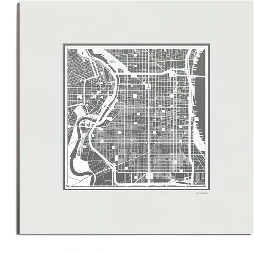 Vista 16 de O3 Design Studio San Diego, CA Paper Cut Map Matted Grey 20x20 in Paper Art