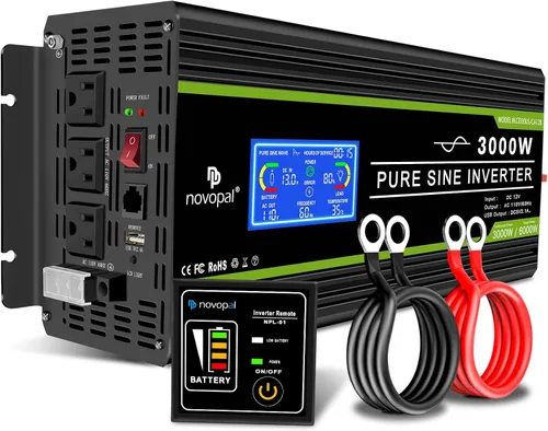 Vista 14 de Novopal Inversor de corriente de onda sinusoidal pura de 1000 W, convertidor de corriente de 12 V CC a 110 V/120 V CA, 4 salidas de CA, inversor