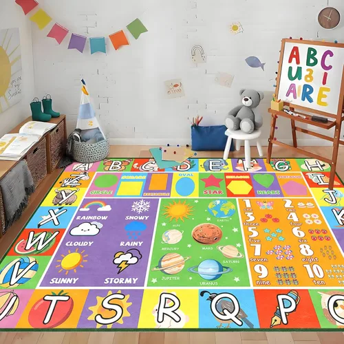 Vista 7 de Alfombra infantil ABC para sala de juegos, alfombra del alfabeto para dormitorio, educativa para aprender preescolar, alfombras para guardería
