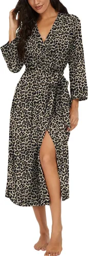 Vista 19 de VINTATRE Bata tipo kimono para mujer, bata larga de punto, ligera, suave, ropa de dormir con cuello en V, casual, ropa de descanso para mujer Verde
