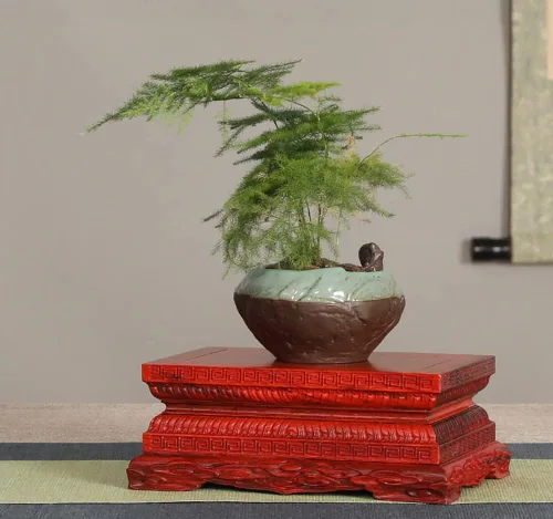 Vista 4 de GOLDY&WENDY Madera Rosewood Lotus Vajra Buda Base Rectangular Tallado Artesanía Pedestal