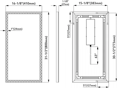 Vista 6 de Espejo de luz LED Dowell 16x32