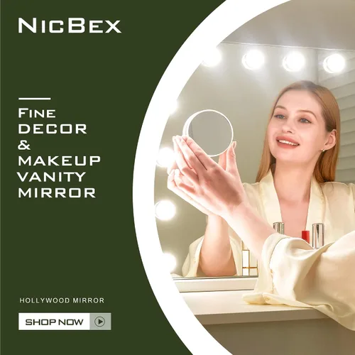 Vista 7 de NicBex Espejo de maquillaje con luces, espejo de maquillaje Hollywood con 15 luces LED regulables, tacto inteligente con ajuste de 3