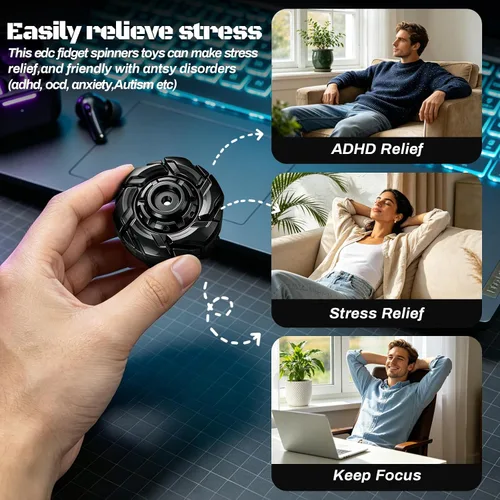 Vista 6 de EDC Fidget Sliders - Juguetes de metal para adultos para TDAH y ansiedad, autismo, alivio del estrés, juguetes de clicker, color negro