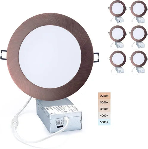 Vista 14 de POPANU Iluminación LED empotrable prémium de 4 pulgadas, 5 CCT, ajustable, regulable, empotrable, lámpara de techo con caja de conexiones