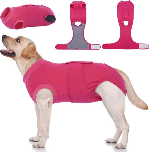 Vista 71 de Kuoser Traje de cirugía para perro, cómodo traje de recuperación para perras, mameluco protector posoperatorio, alternativa suave al cuello E